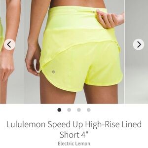 Lululemon Athletica Yellow Athletic Shorts High-Rise Lined
